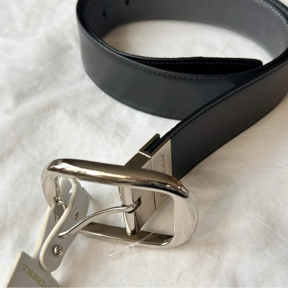 Robert‎ Graham Black Belt with Polished Silver Buckle